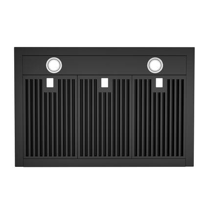 Front. Onefly - 36 inches - Convertible - Wall Mount Range Hood - Black Stainless Steel.