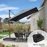 PURPLE LEAF - 8 ft. Square Aluminum Outdoor Patio Cantilever Umbrella Offset 360° Rotation Umbrella with Base for Garden Deck Pool - Gray