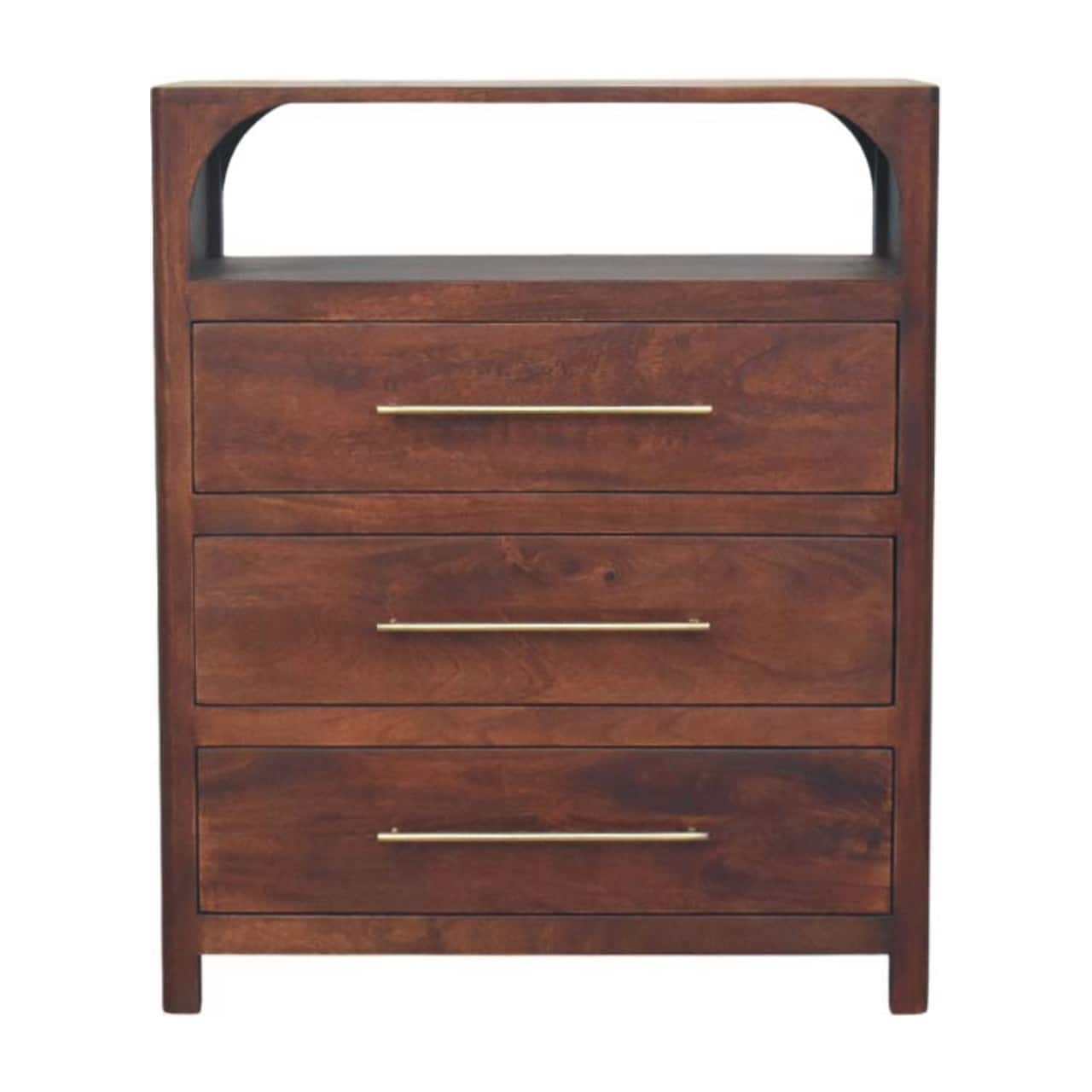 Artisan Furniture - Solid Wood Arched Edge 3 Drawer Chest - Brown