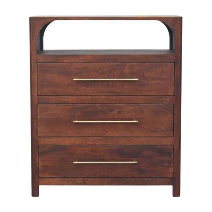Front. Artisan Furniture - Artisan Furniture Solid Wood Arched Edge 3 Drawer Chest, Brown - Brown.