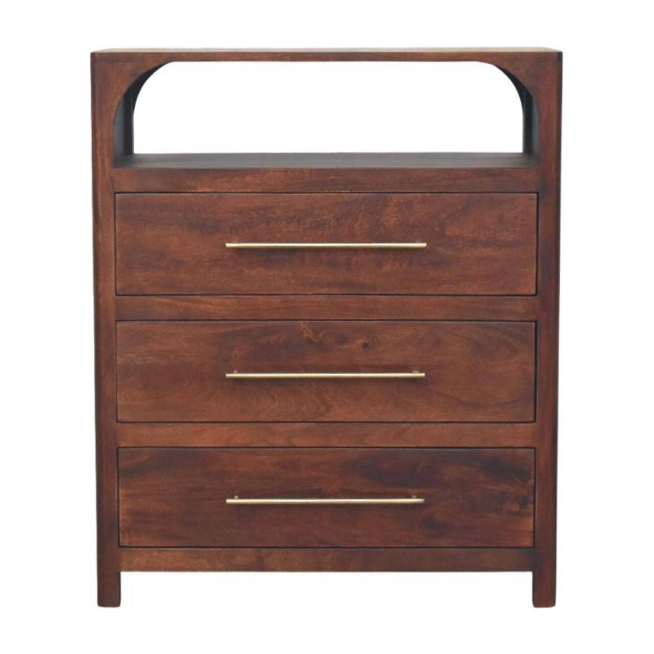 Front. Artisan Furniture - Artisan Furniture Solid Wood Arched Edge 3 Drawer Chest, Brown - Brown.