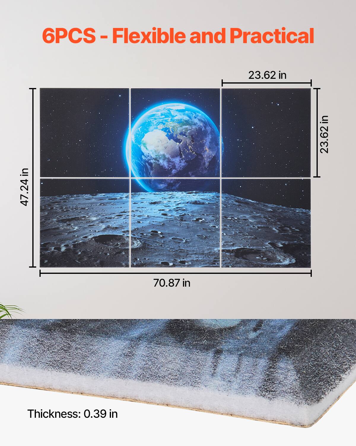 6PCS - Flexible and Practical

23.62 in  
47.24 in  
70.87 in  
Thickness: 0.39 in