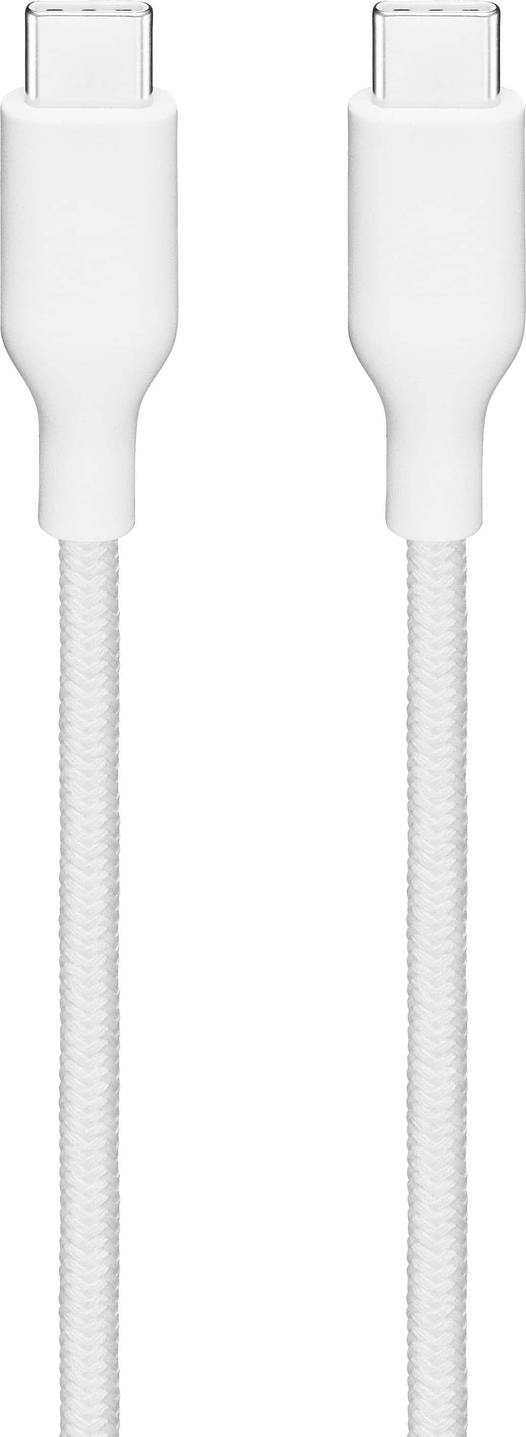 Left. Best Buy essentials™ - 10' USB-C to USB-C Braided Charge-and-Sync Cable - White.