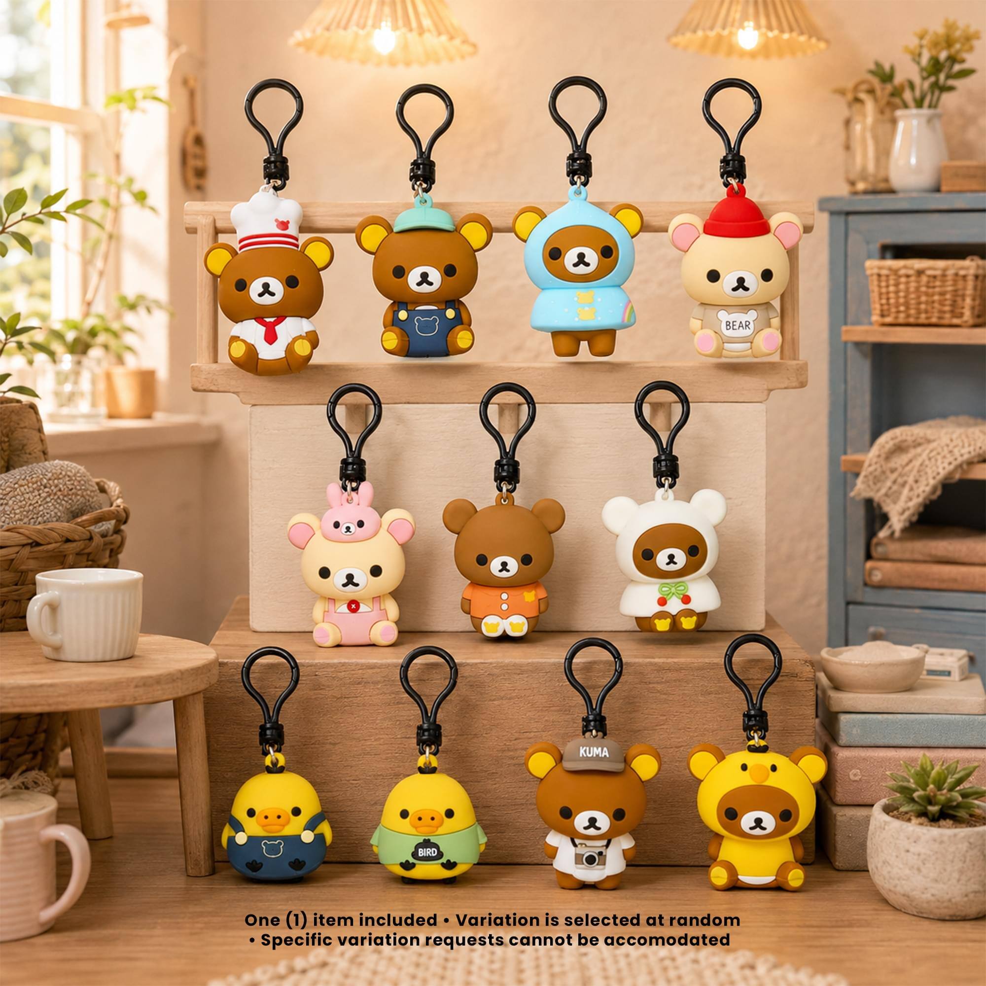 BEAR  
KUMA  
BIRD  

One (1) item included. Variation is selected at random. Specific variation requests cannot be accommodated.