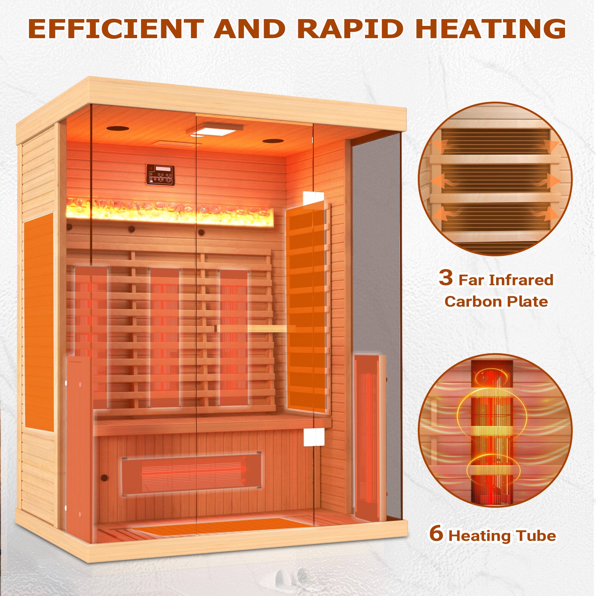 EFFICIENT AND RAPID HEATING

3 Far Infrared Carbon Plate

6 Heating Tube