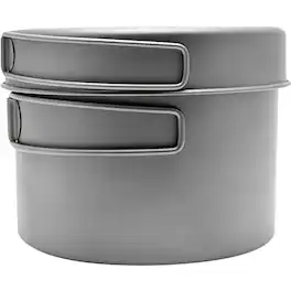 TOAKS - Titanium Outdoor Camping Cook Pot with Pan and Foldable Handles - 1300ml - Silver/Matte gray