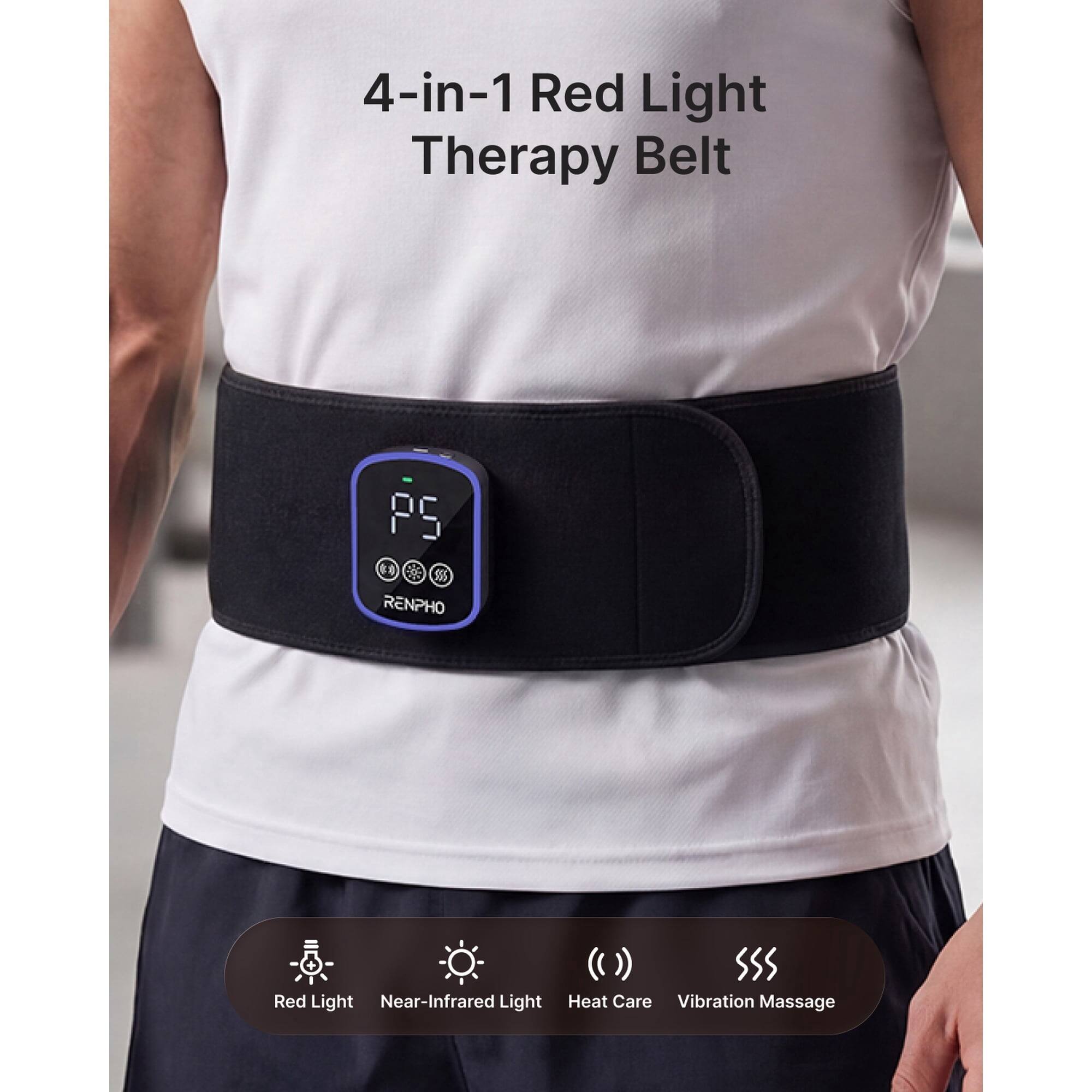 4-in-1 Red Light Therapy Belt

PS RENPHO

Red Light Near-Infrared Light (()) SSS Heat Care Vibration Massage