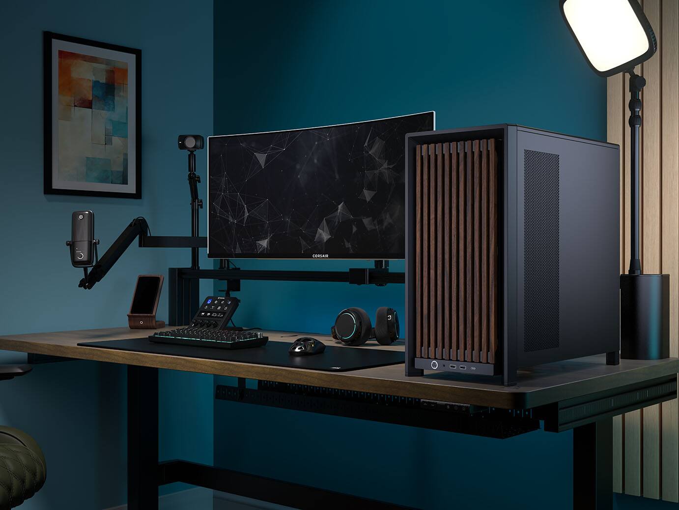 Alt View 21. CORSAIR - FRAME 4000D WOOD RS Modular High Airflow Mid-Tower PC Case - Black & Walnut.