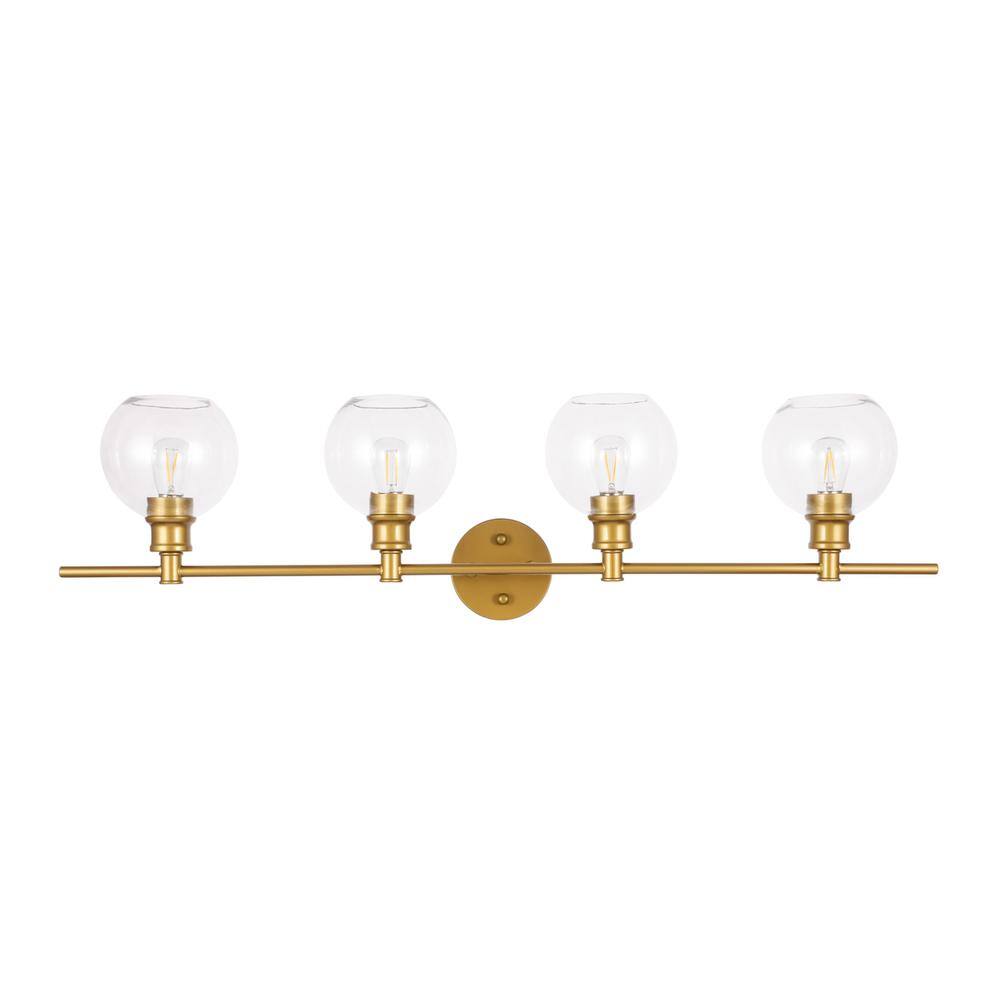 Alt View 9. Living District - Collier 4 light Brass and Clear glass Wall sconce - Brass And Clear Glass.
