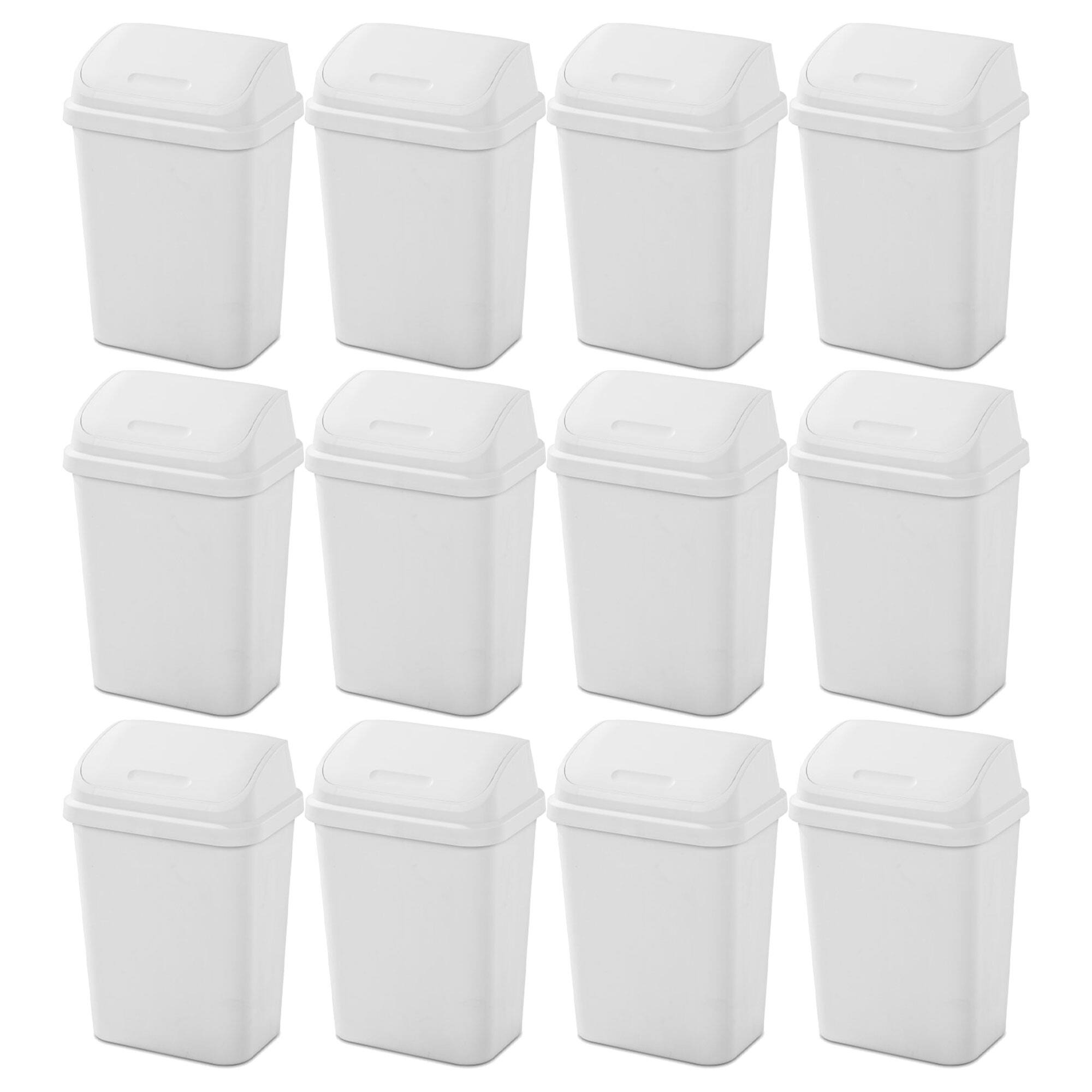 Front. Sterilite - Sterilite 7.8 Gallon SwingTop Kitchen Wastebasket Trash Can, White (12 Pack) - White.