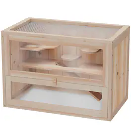 Pawhut - Hamster Cage Mice and Rat House, Small Animal Habitat for Guinea Pigs, Chinchillas with Openable Top, Front Door