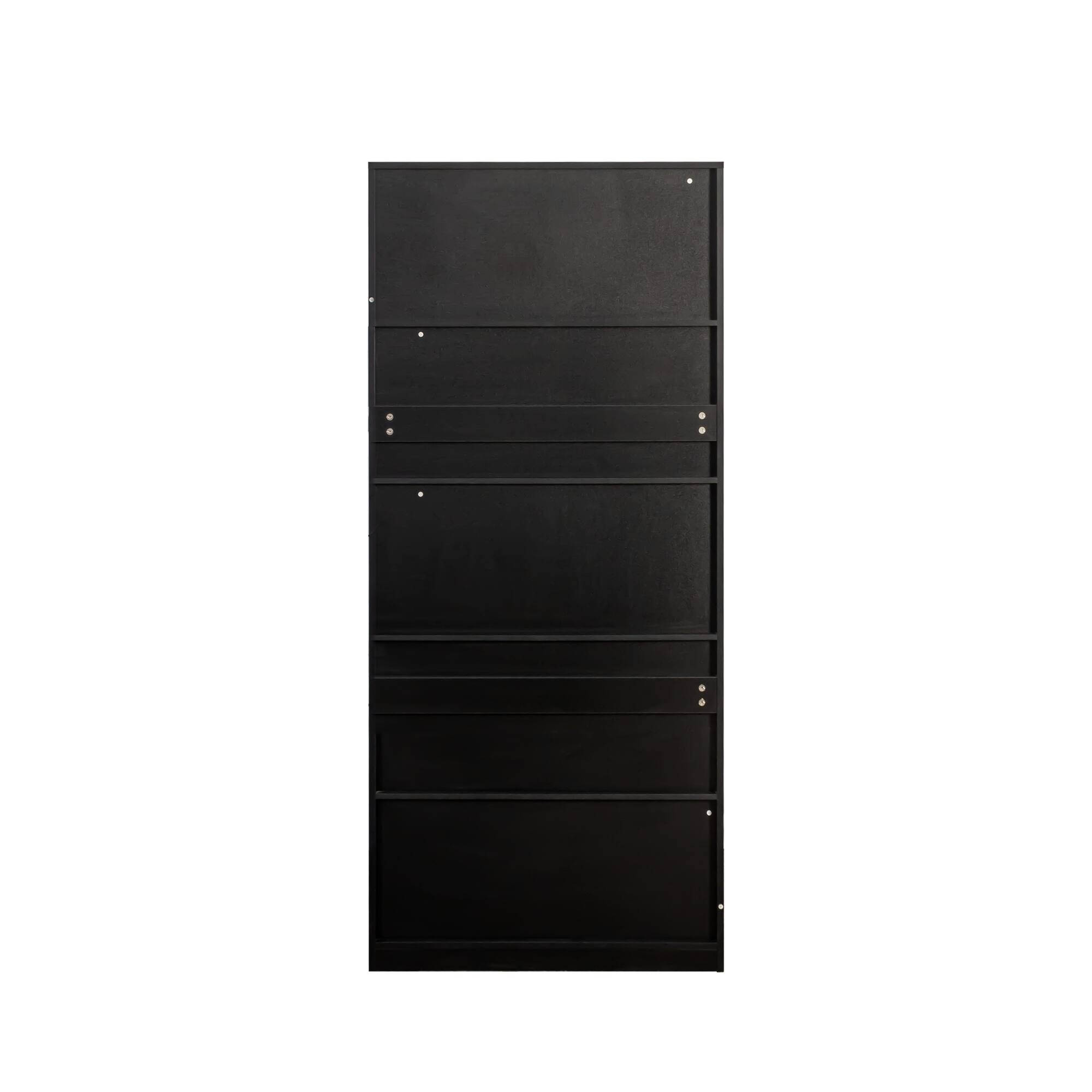 Alt View 7. APRILSOUL - Display Cabinet Glass Doors 2 Drawer LED Black Bookcase - Black.