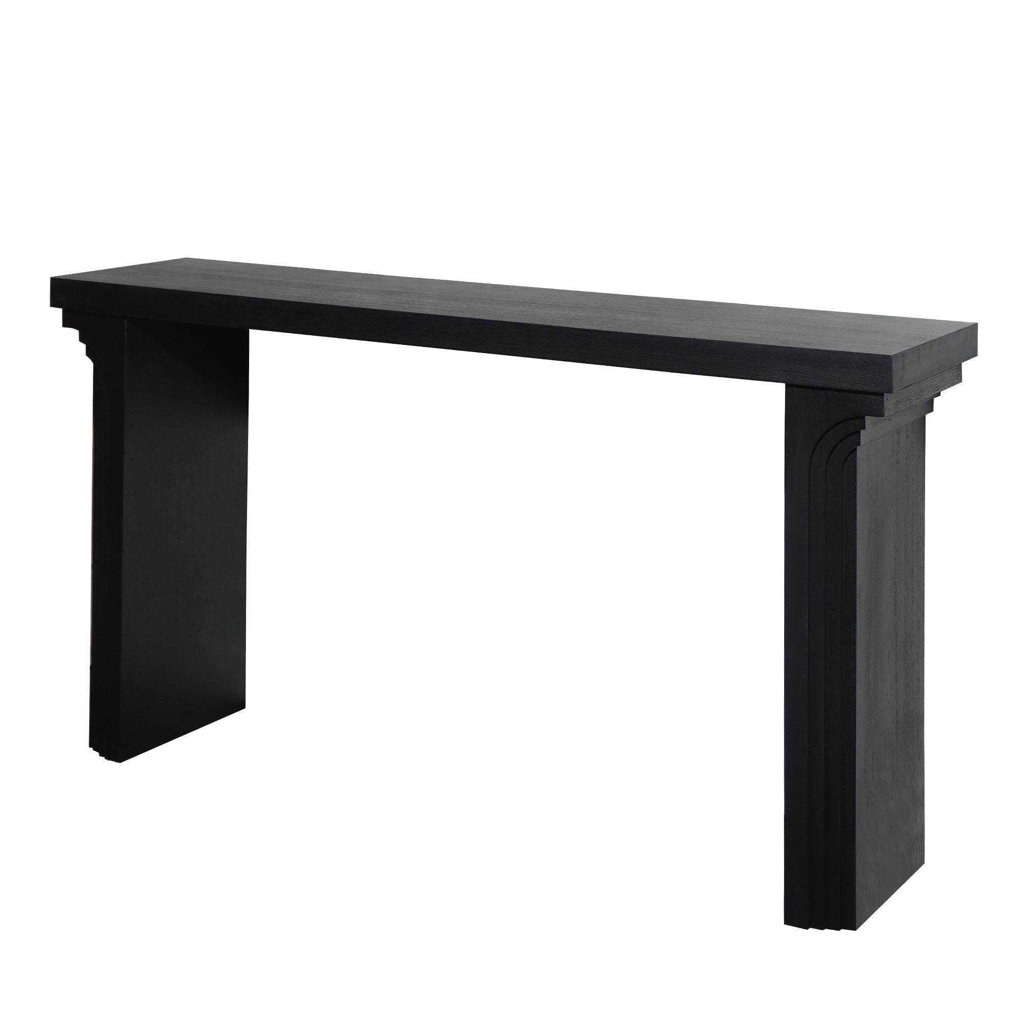 Alt View 2. TinyHomie - 58in Modern Minimalist Black Wooden Console Table for Entryway Living Room and Hallway – Versatile Decorative Accent - Black.