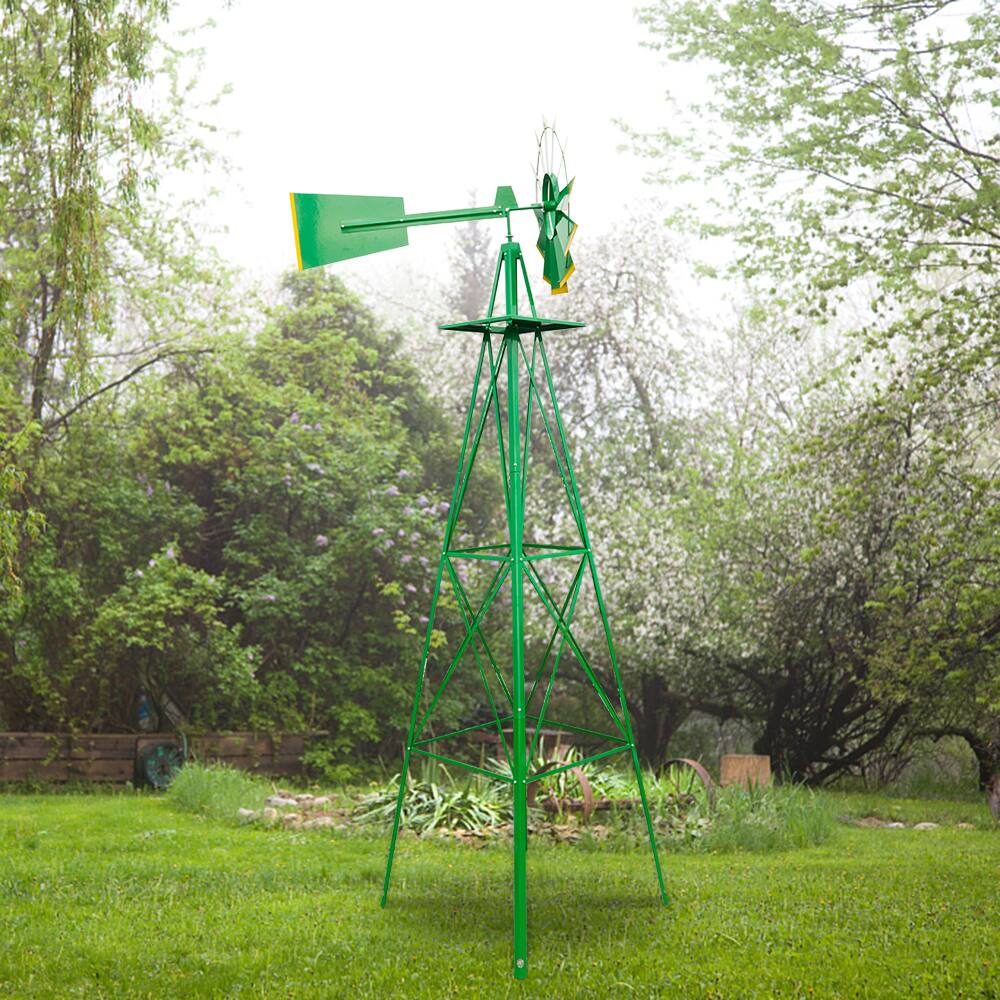 Alt View 5. Winado - Windmill 8 FT Yard Garden Metal Ornamental Wind Mill Weather Resistant Decoration for Outdoor Garden - Green.