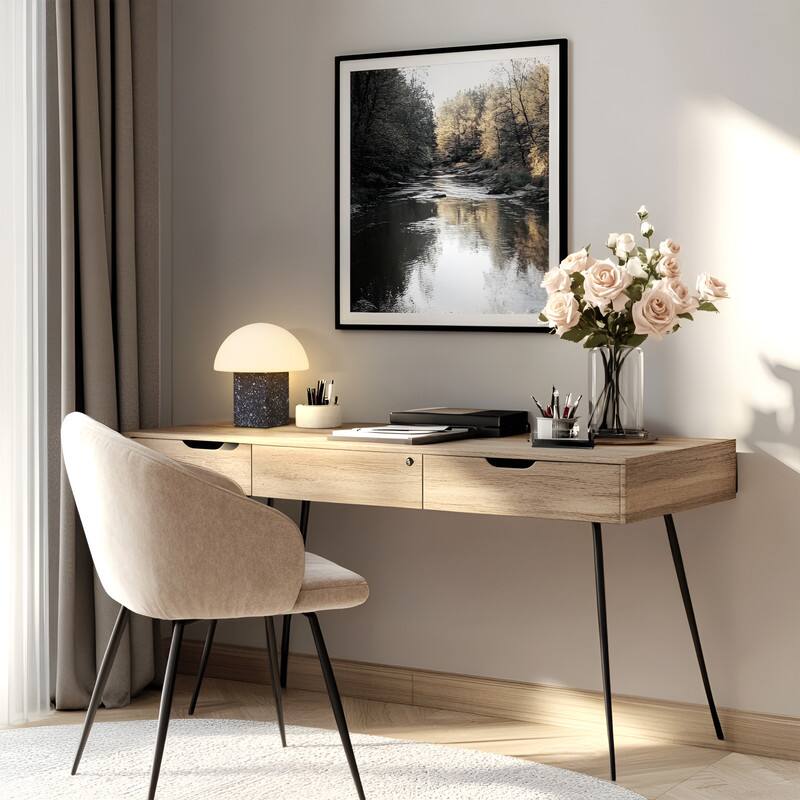 Alt View 4. Brightech - Gavin LED Stone Modern Industrial Square Dimmable Bedside Nightstand Desk Lamp - Marbled Natural Gray.