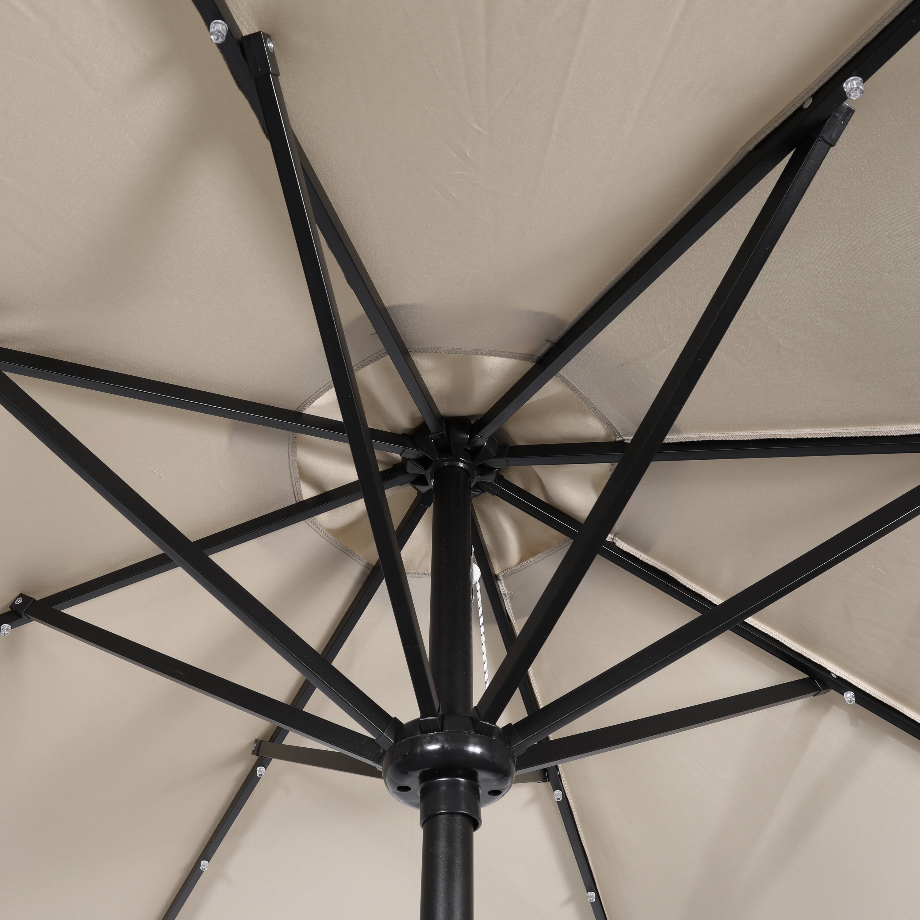 Alt View 9. Emma + Oliver - Hogan 9 FT Patio Umbrella with Solar LED Lights and Crank and Tilt Functions - Tan.