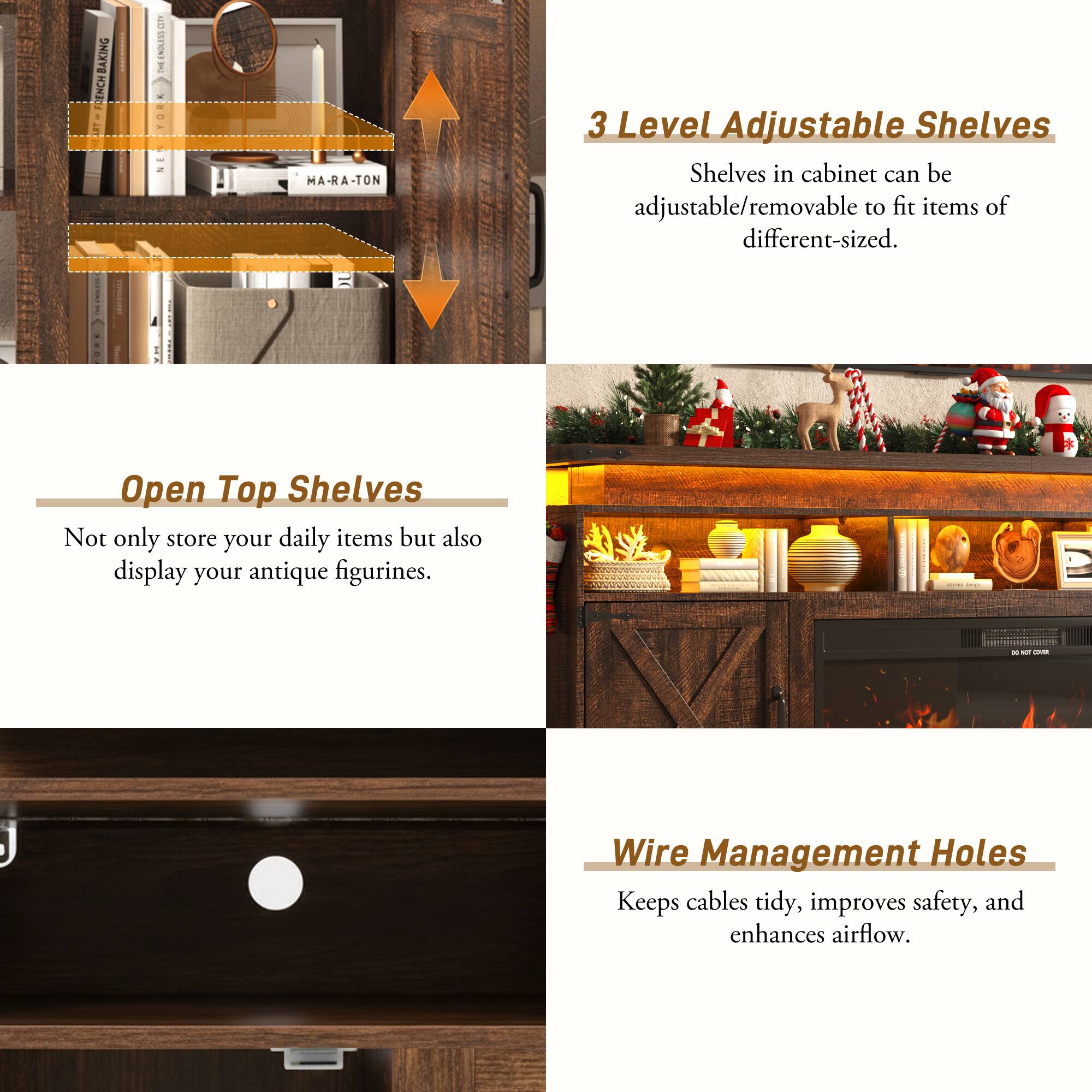 BAKING FRENCH

ENDLESS - mill E Z

MA-RA-TON

3 Level Adjustable Shelves
Shelves in cabinet can be adjustable/removable to fit items of different-sized.

Open Top Shelves
Not only store your daily items but also display your antique figurines.

Wire Management Holes
Keeps cables tidy, improves safety, and enhances airflow.