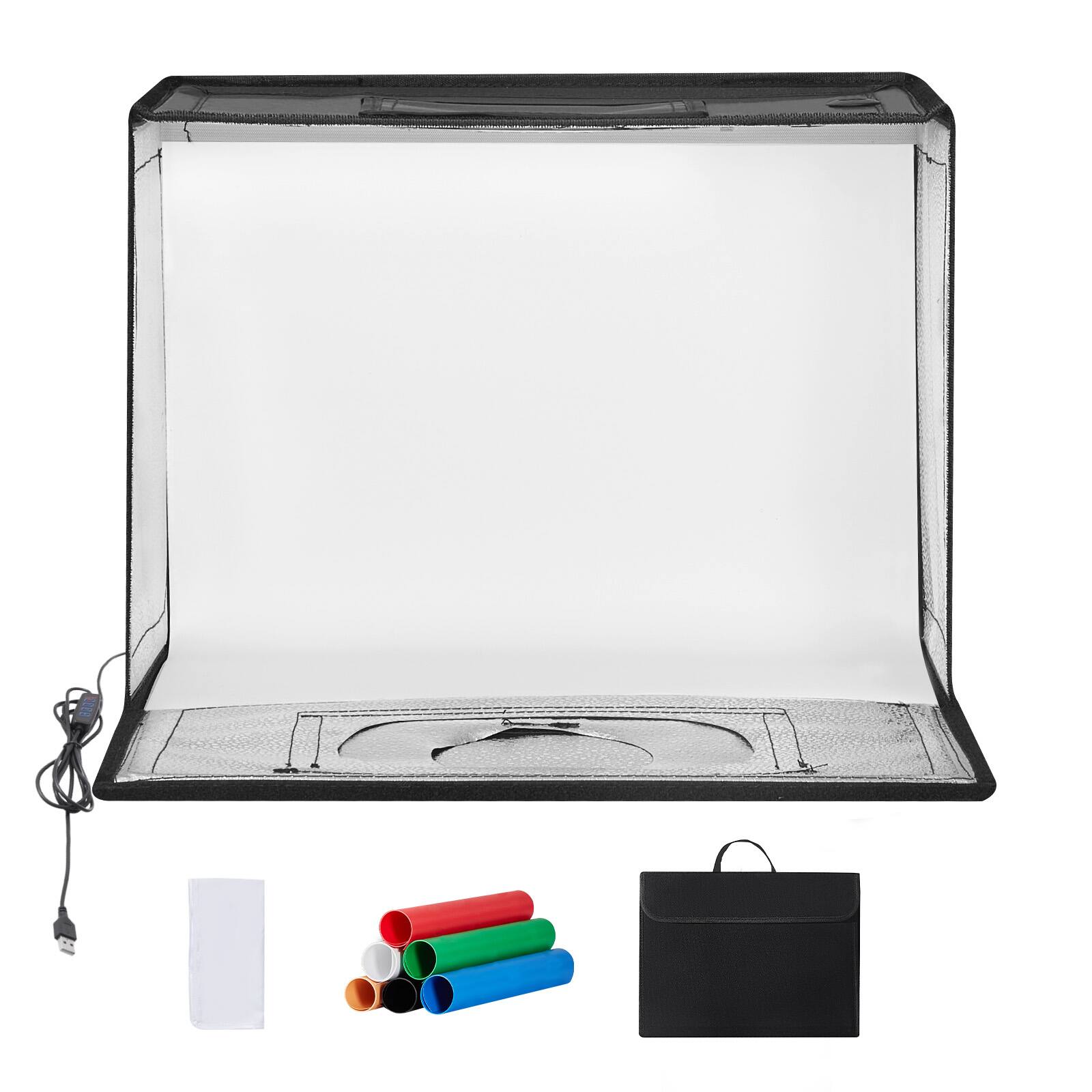 Alt View 5. VEVOR - Photo Studio Light Box, 12" x 12", 3000-5600K Adjustable 3 Color Temperatures Professional Shooting Tent Kit - Black.