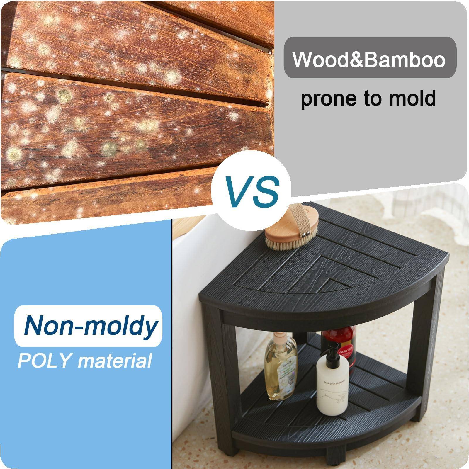 JETRANSPORT Shower Bench For Inside Poly Lumber Corner Stool Plastic ...