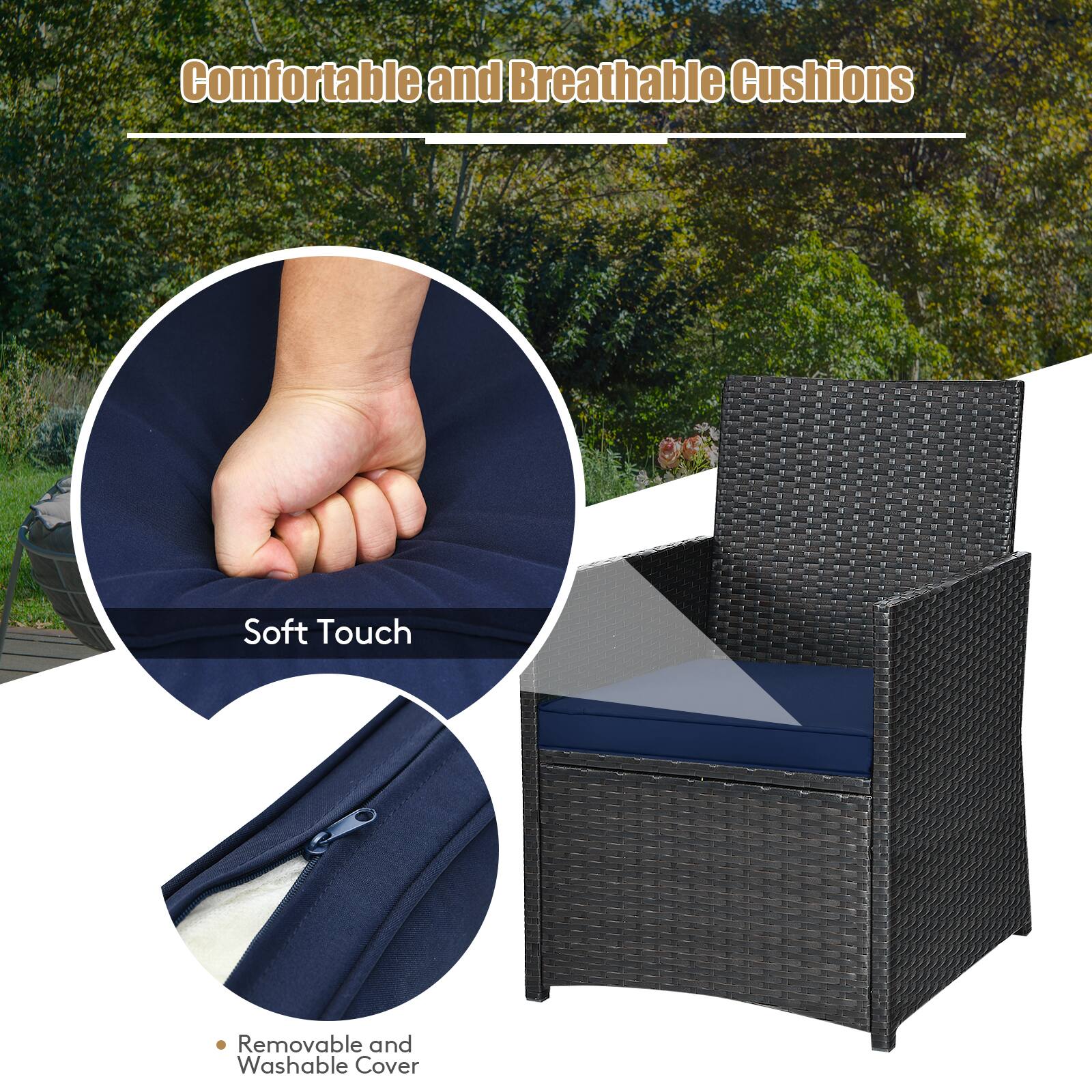 Comfortable and Breathable Cushions
Soft Touch
Removable and Washable Cover
