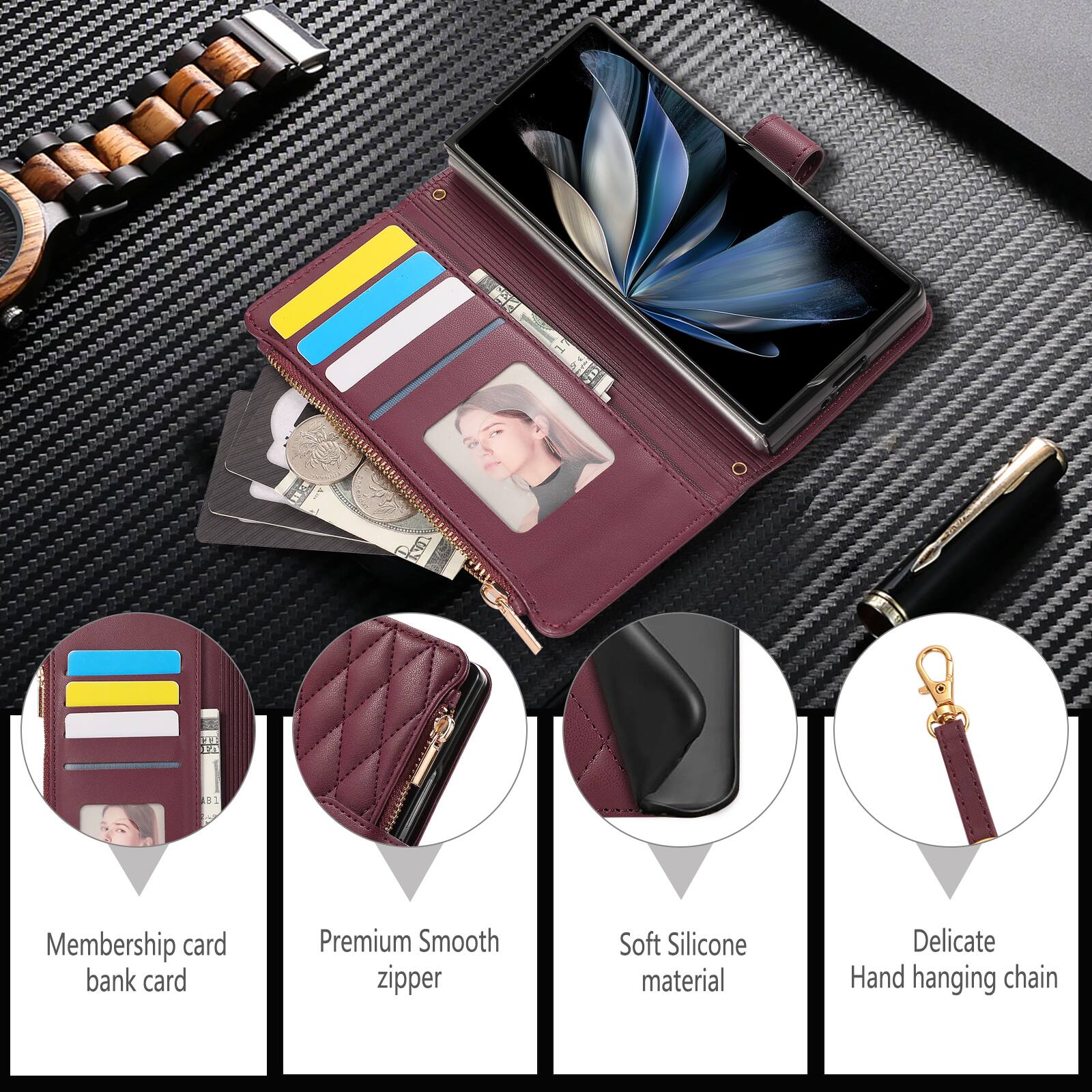UN . 1 Membership card bank card Premium Smooth zipper Soft Silicone material Delicate Hand hanging chain