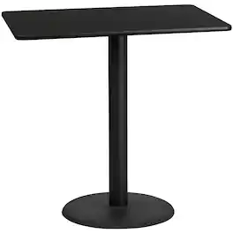 Flash Furniture - Stiles 30'' x 48'' Rectangular Laminate Table Top with 24'' Round Bar Height Table Base - Black