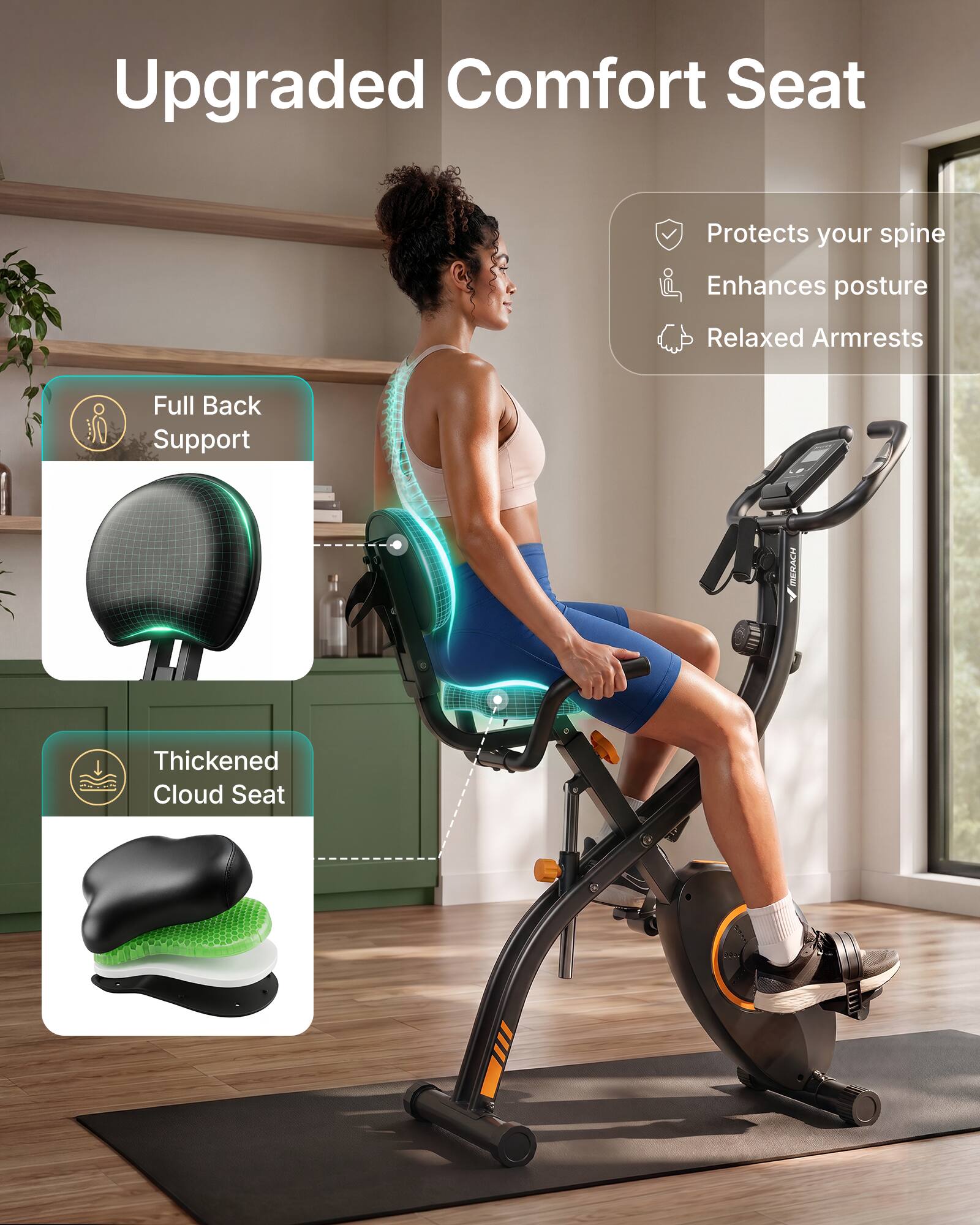 Upgraded Comfort Seat

- Protects your spine
- Enhances posture
- Relaxed Armrests
- Full Back Support

Thickened Cloud Seat