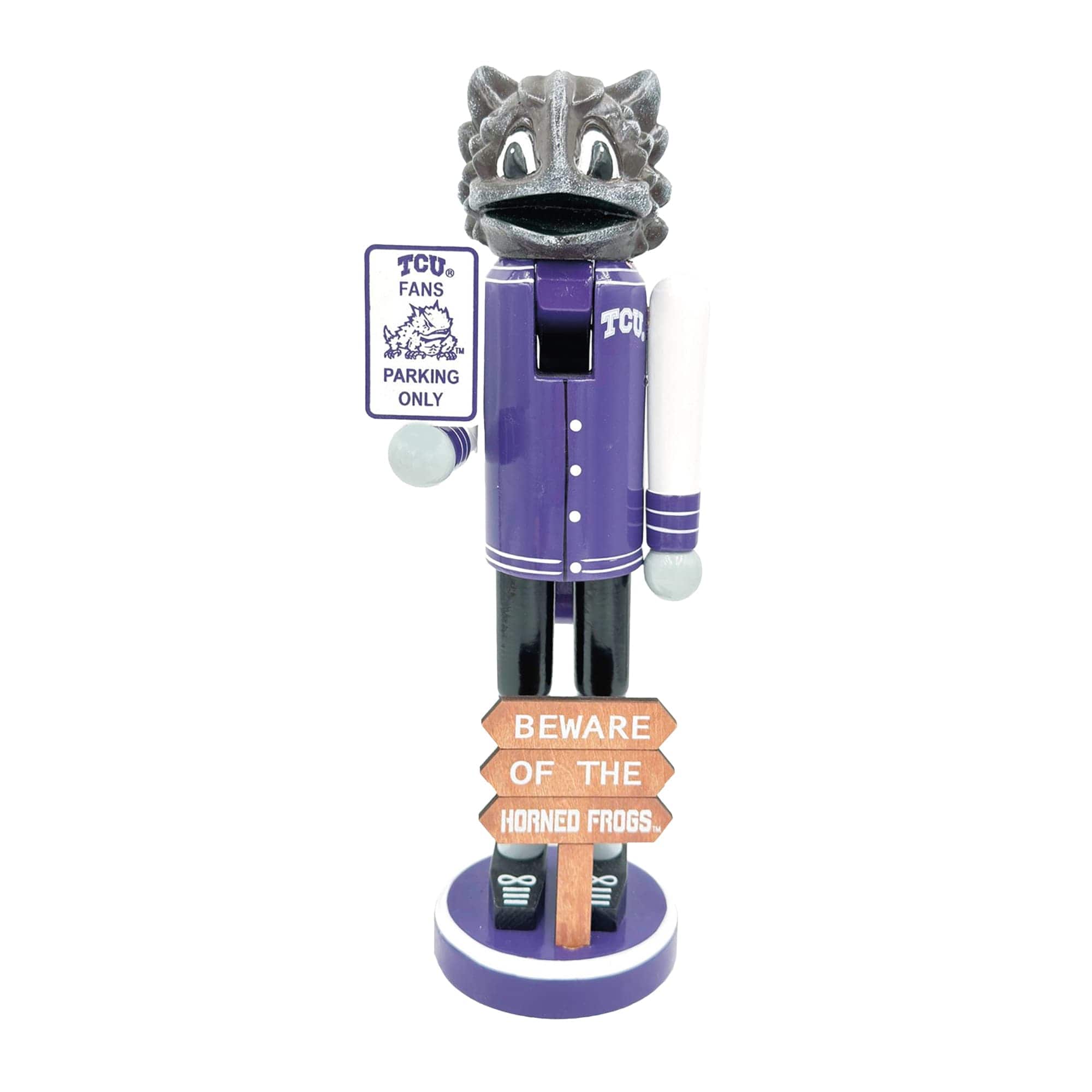 Santa's Workshop - TCU Horned Frogs 12" Beware Nutcracker - Purple