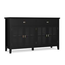 Simpli Home - Artisan 60 inch Wide Solid Wood Transitional Large 4 Door Sideboard Buffet - Black