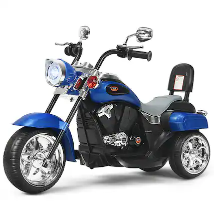 Front. Gymax - Gymax 6V Kids Ride On Chopper Motorcycle 3 Wheel Trike with Headlight Blue - Blue.