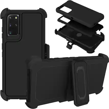 Front. DuraSafe Cases - Samsung Galaxy S20 Plus - 6.7" Defense Bumper Phone Case with Air-Cushion Corners - Black(With Holster).