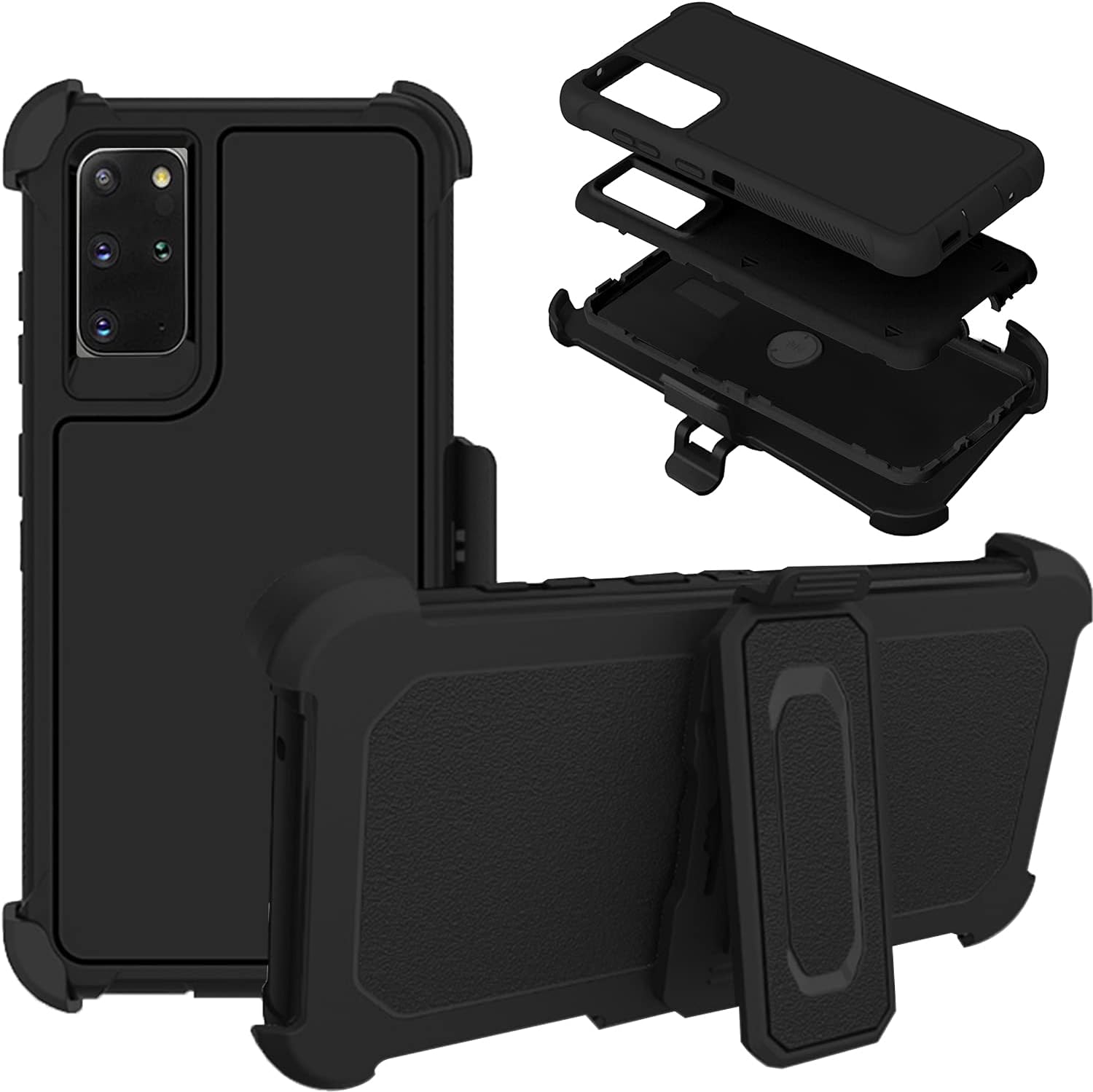 Front. DuraSafe Cases - Samsung Galaxy S20 Plus - 6.7" Defense Bumper Phone Case with Air-Cushion Corners - Black(With Holster).