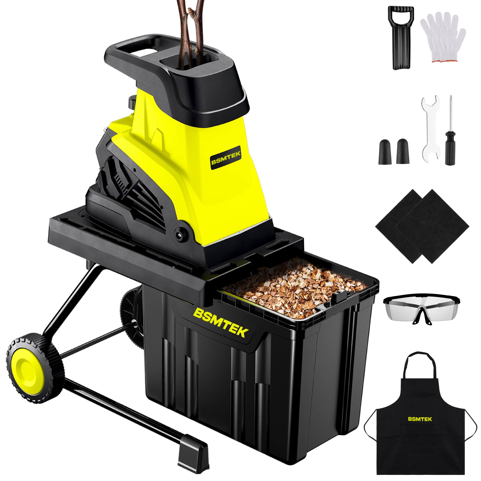 LITEKON 15A Electric Wood Chipper Shredder Mulcher, 1.8 in Cutting ...