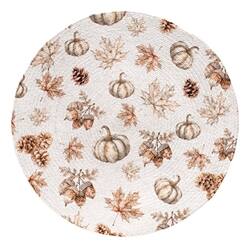 Angle. BreeBe - 2/Set - Rooted In Nature Placemat & Trivet - White, Brown, Cream.