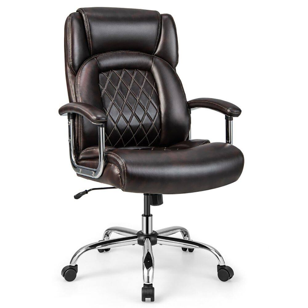 Alt View 1. Loheer - Loheer Big and Tall Office Chair Heavy Duty 500 lbs Capacity High Back Computer Desk Chair Height Adjustable Metal Base - Black/Brown.