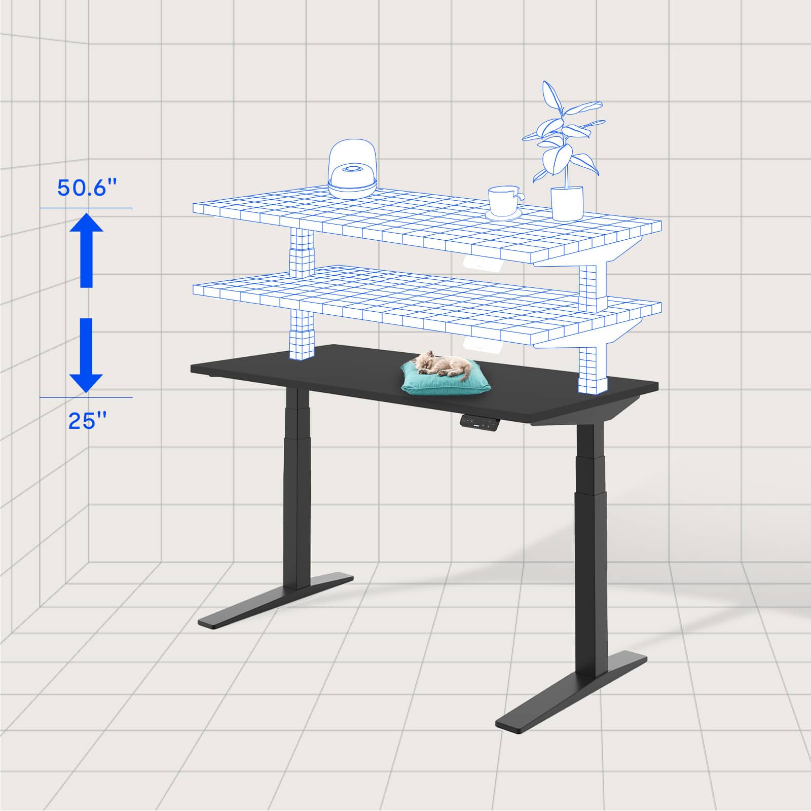 FlexiSpot E7Pro 55''W Electric Adjustable Standing Desk Chipboard