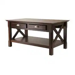 FurniFact - Coffee Table with 2 Storage Drawers for Living Room - Cappuccino