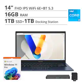ASUS - Vivobook 14 14" FHD Laptop - Intel Core i3-1315U with 16GB Memory - 2TB SSD - Quiet Blue