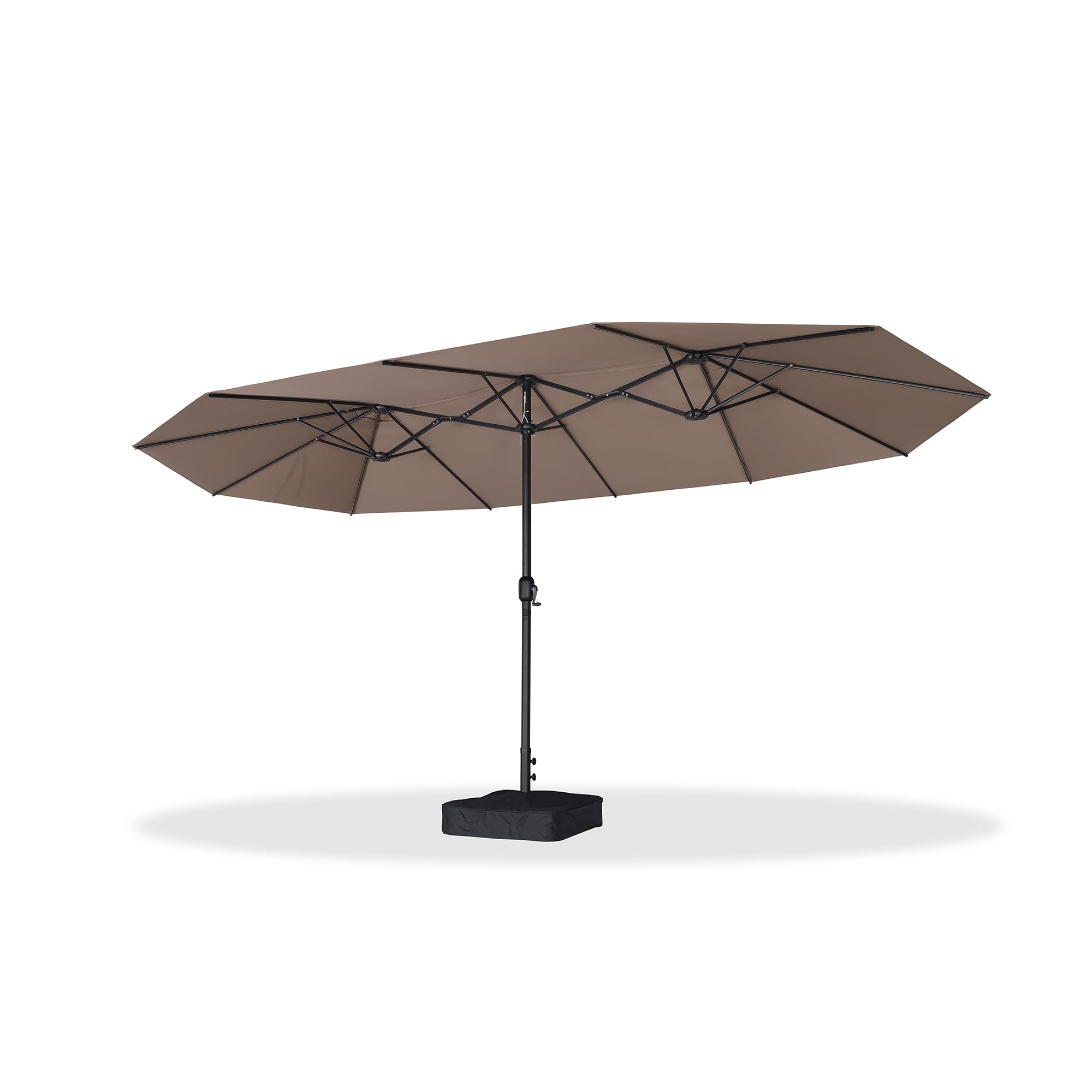 Alt View 7. PURPLE LEAF - 15 ft. Patio Market Umbrella with Base Double-Sided Outdoor Table Sun Umbrellas with Crank for Pool Beach Deck Backyard - Taupe.