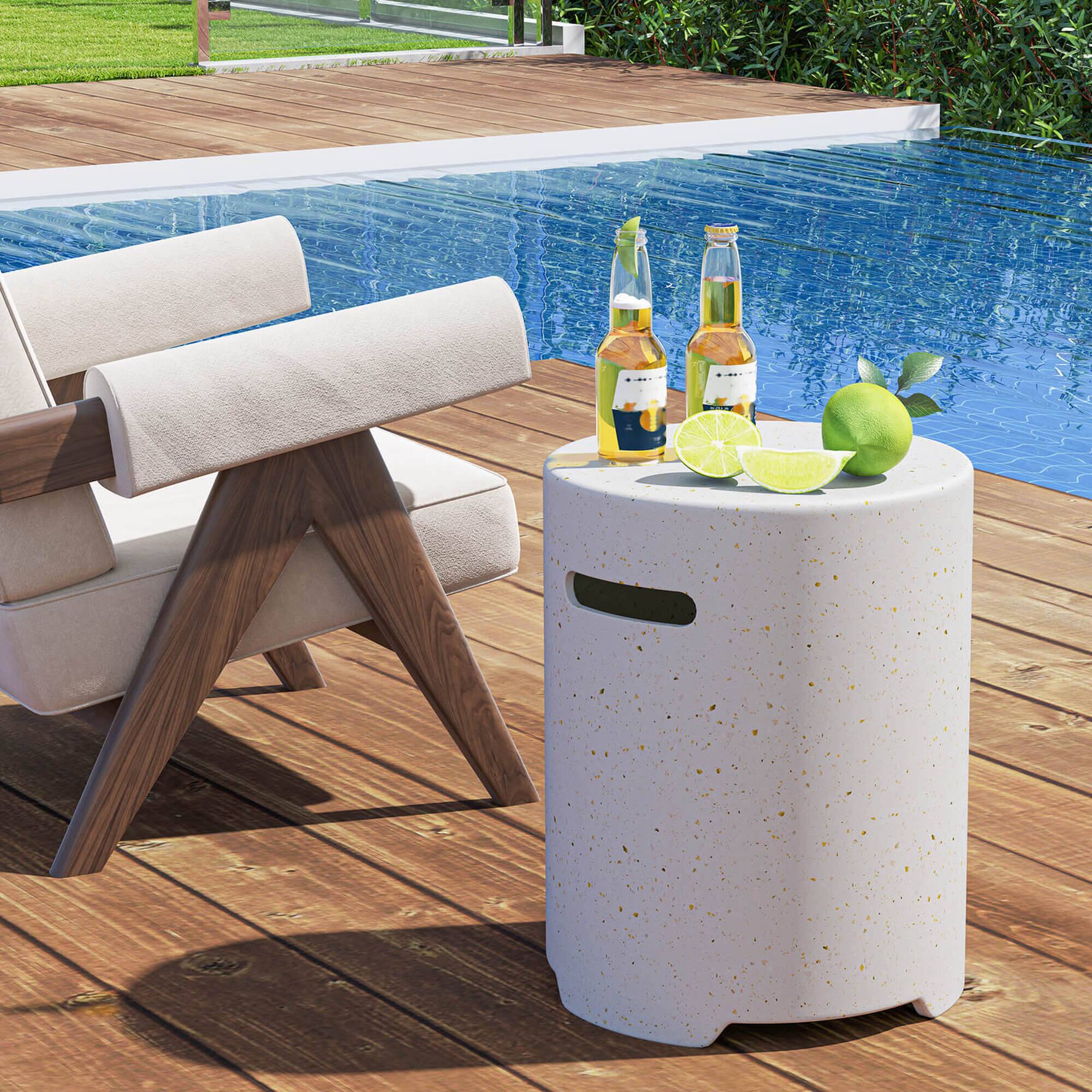 Alt View 3. Costway - Costway Propane Tank Cover Table with Side Handles and Protective Cover for Fire Pit - White.