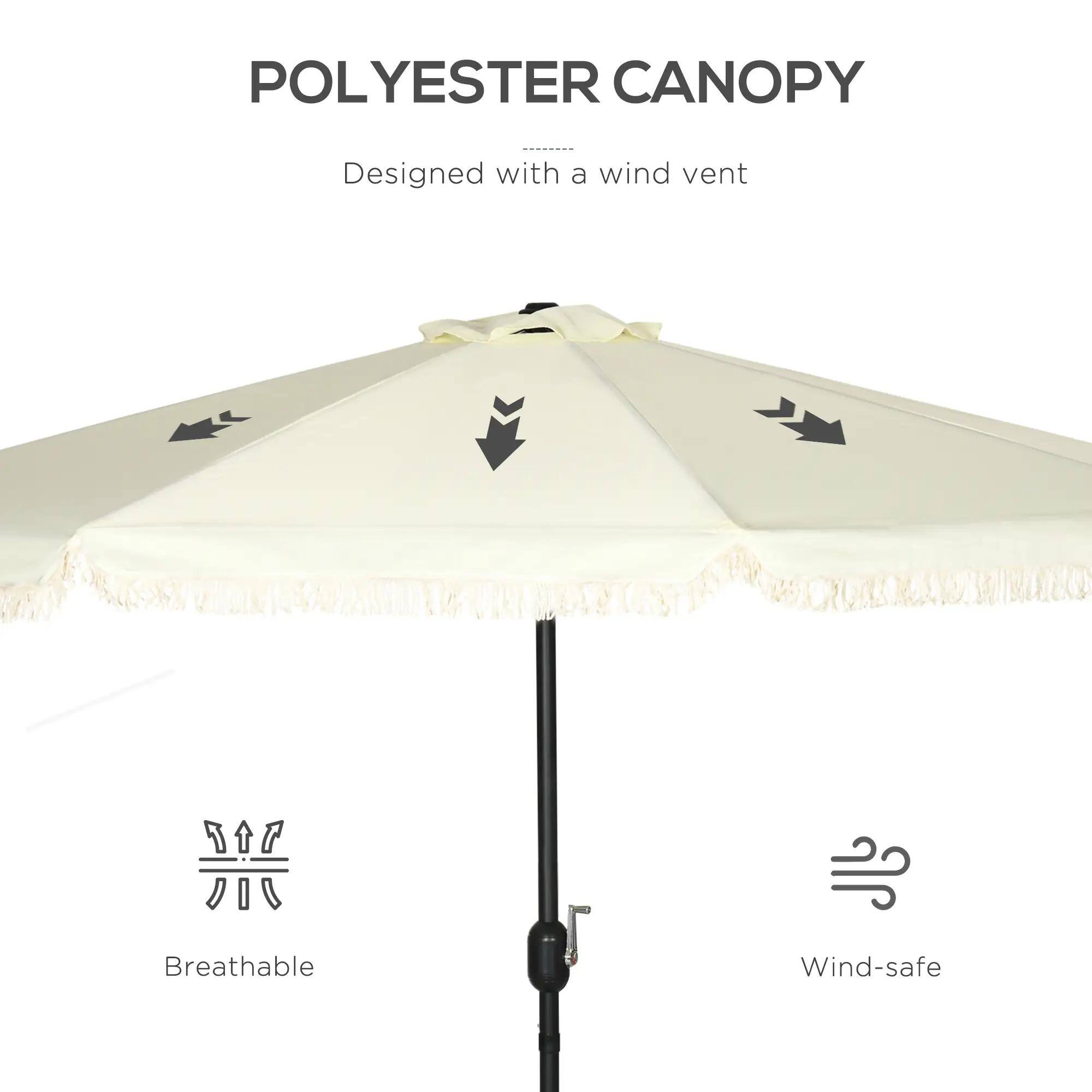 POLYESTER CANOPY  
Designed with a wind vent  

Breathable  
Wind-safe
