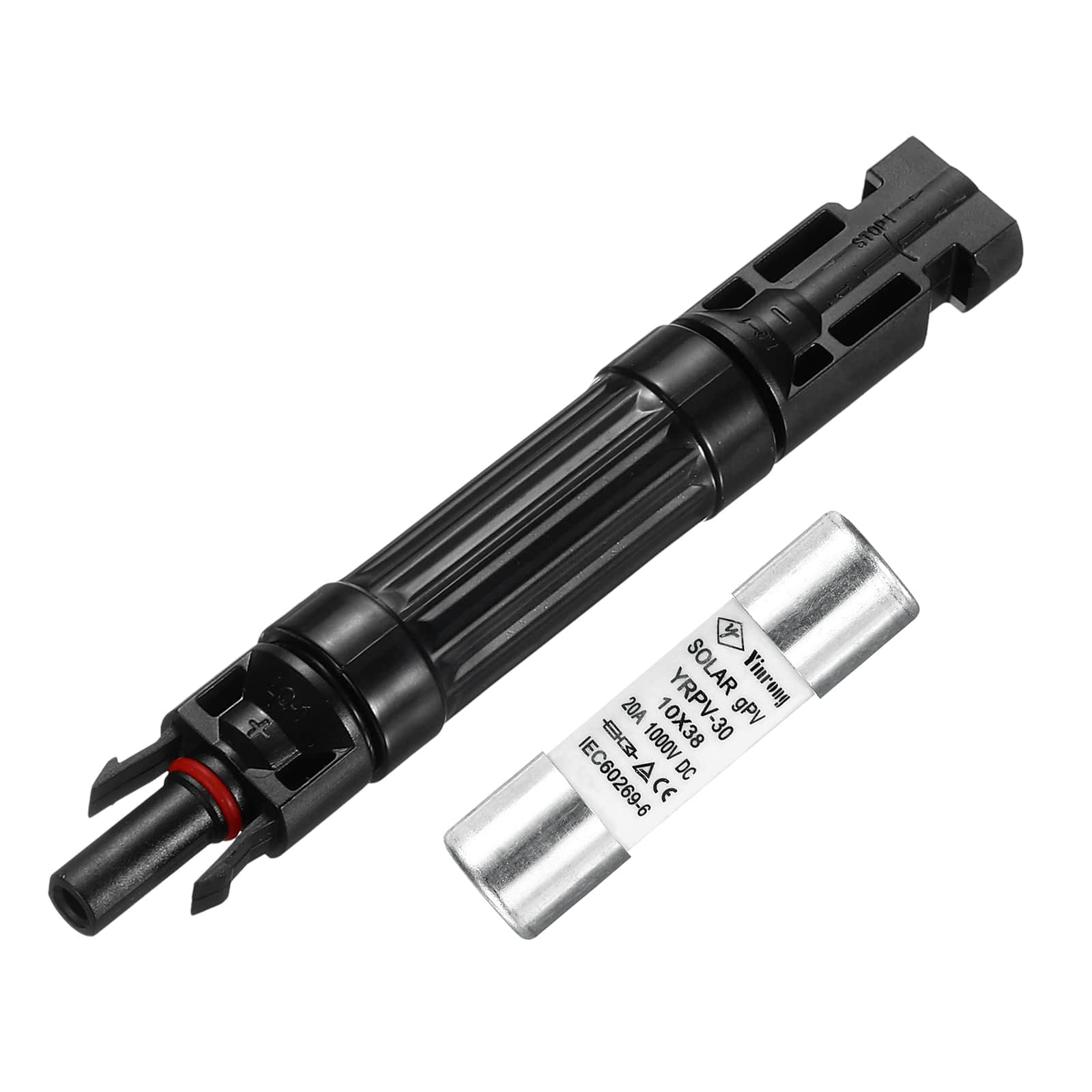 Unique Bargains - 20A Solar Fuse Holder 1000V Waterproof PV In-Line with Fuse for Solar Panel System - Black