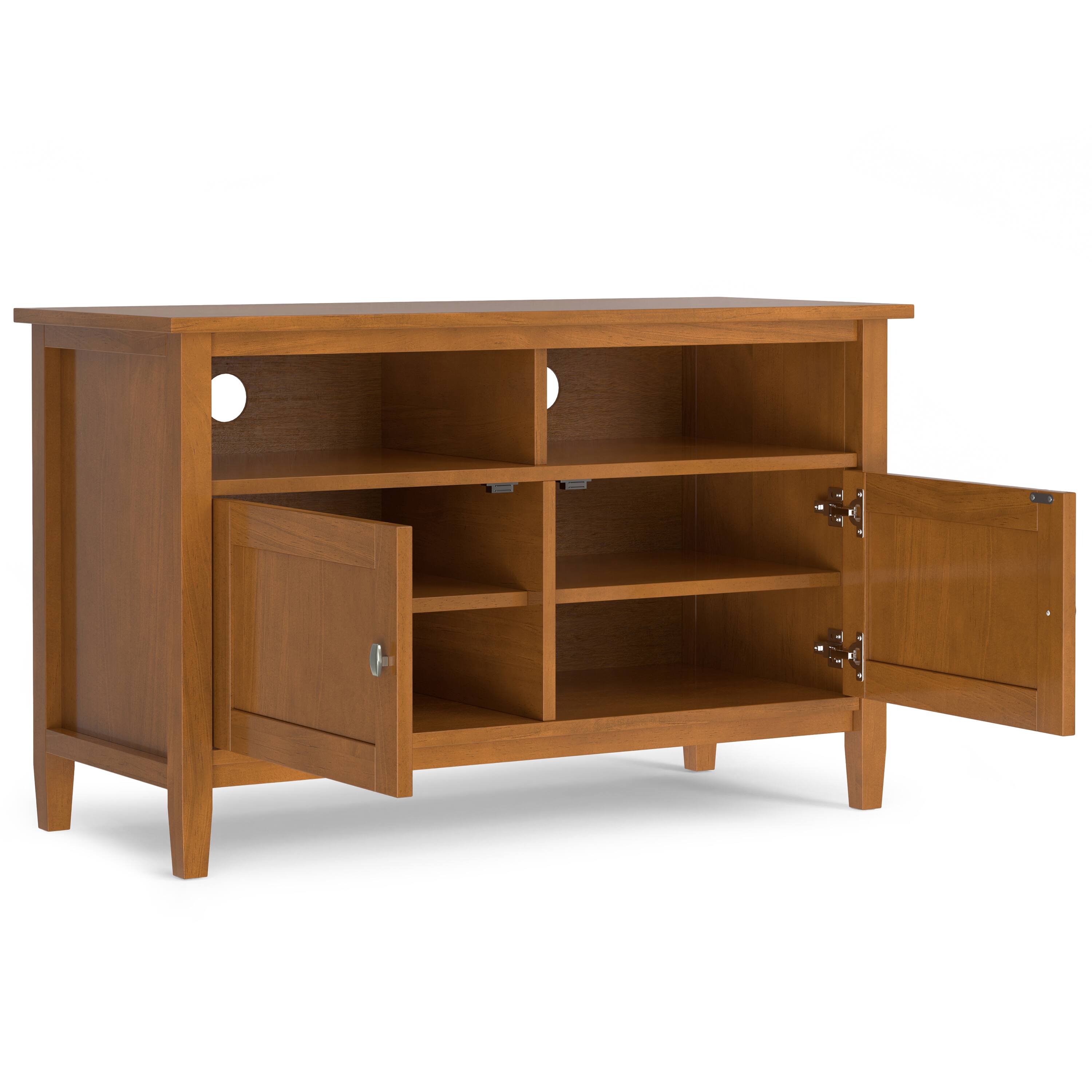 Back. Simpli Home - Warm Shaker SOLID WOOD 42 inch Wide Transitional TV Media Stand - Light Golden Brown.