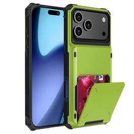 Dteck - for Apple iPhone 17 Pro Max Dual Layer Protective Phone Case with Hidden 5-Card Holder Wallet Slot Flip Open Back Cover - Green