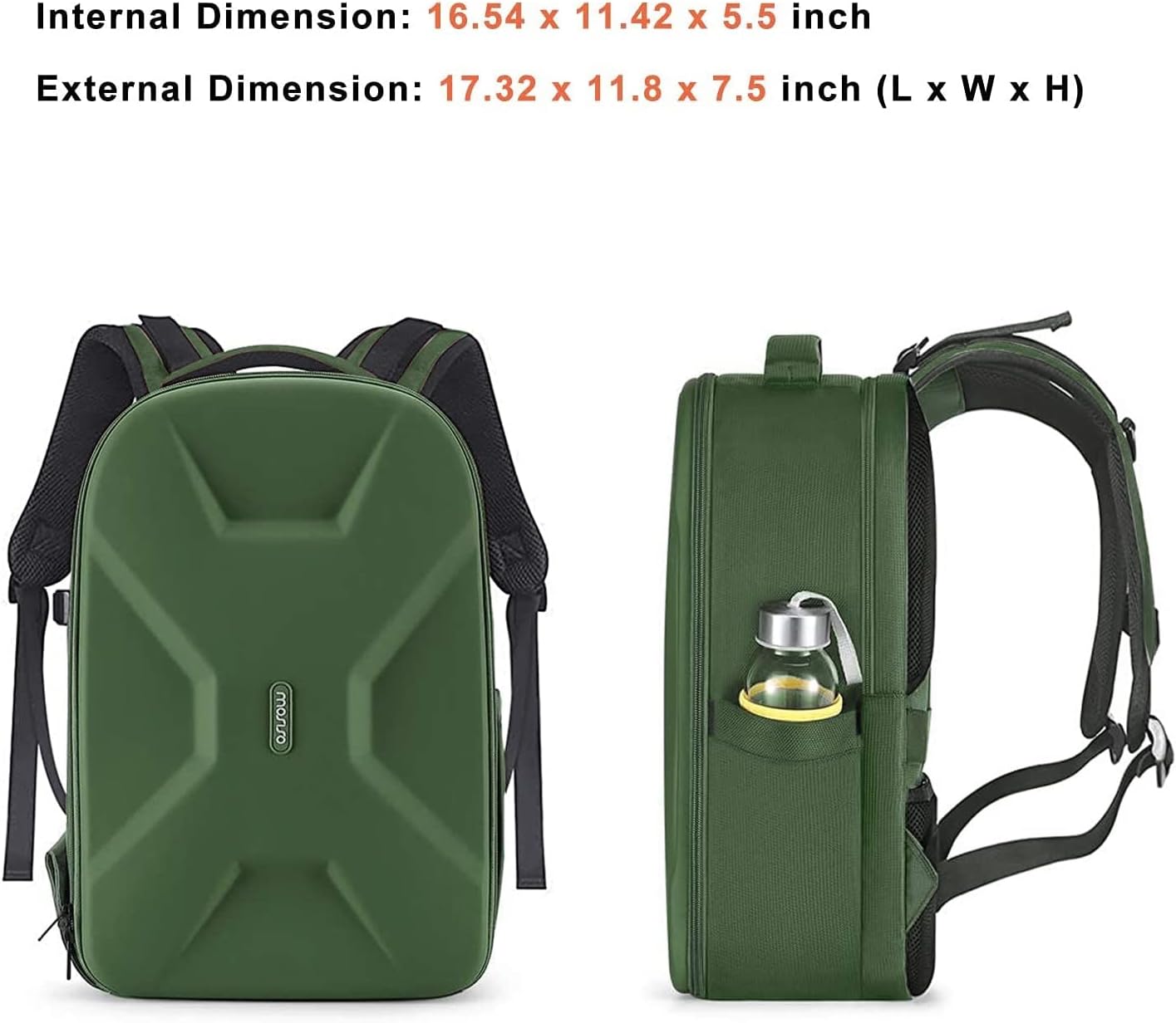 Internal Dimension: 16.54 x 11.42 x 5.5 inch  
External Dimension: 17.32 x 11.8 x 7.5 inch (L x W x H)