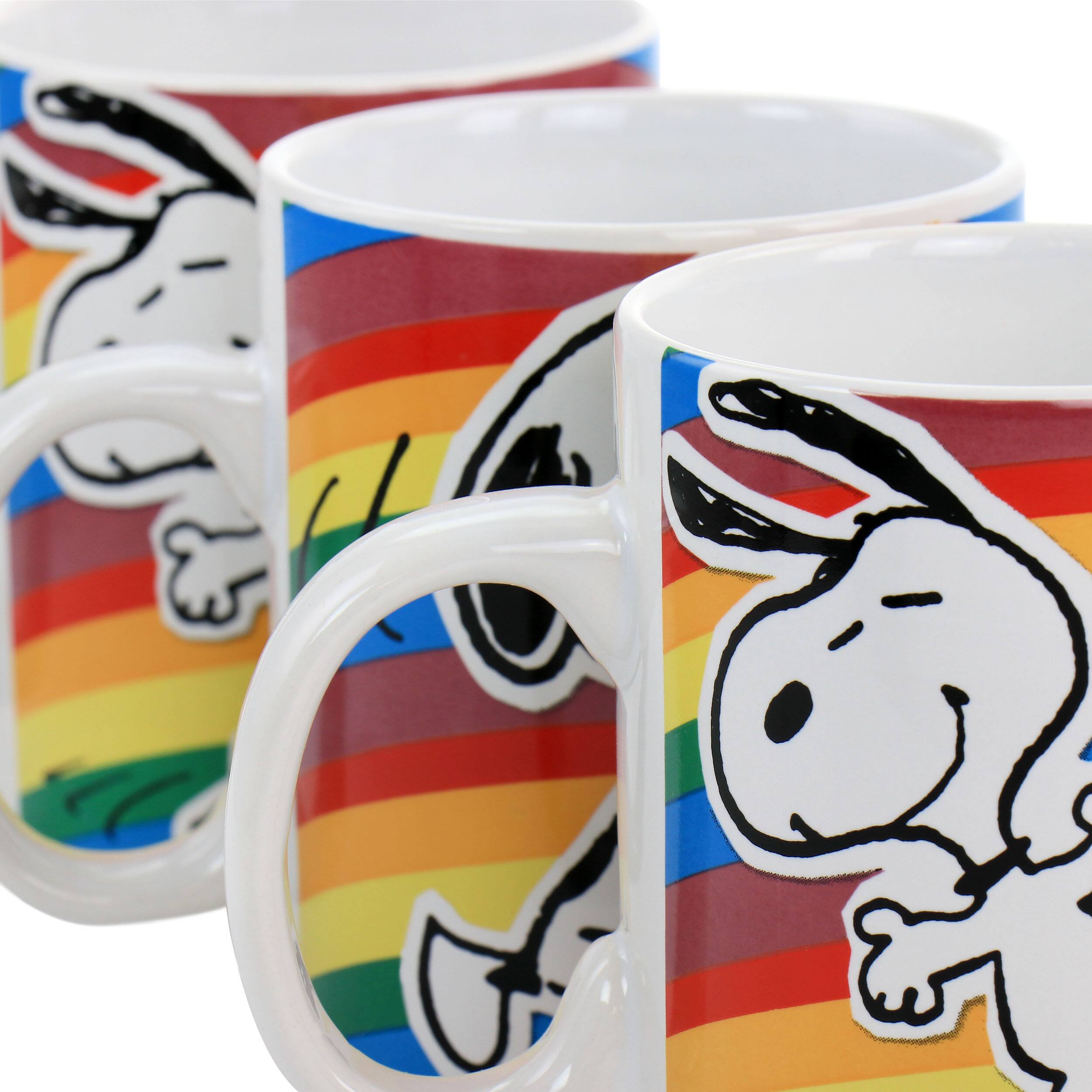 Alt View 4. Gibson - Gibson Peanuts 70th Anniversary 15oz 4 Piece Stoneware Mug Set in Rainbow - Rainbow.