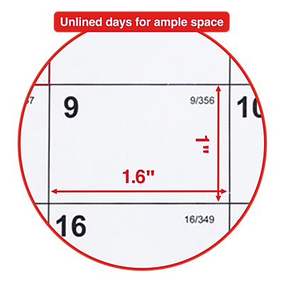 Unlined days for ample space

9/356

1.6"

16/349