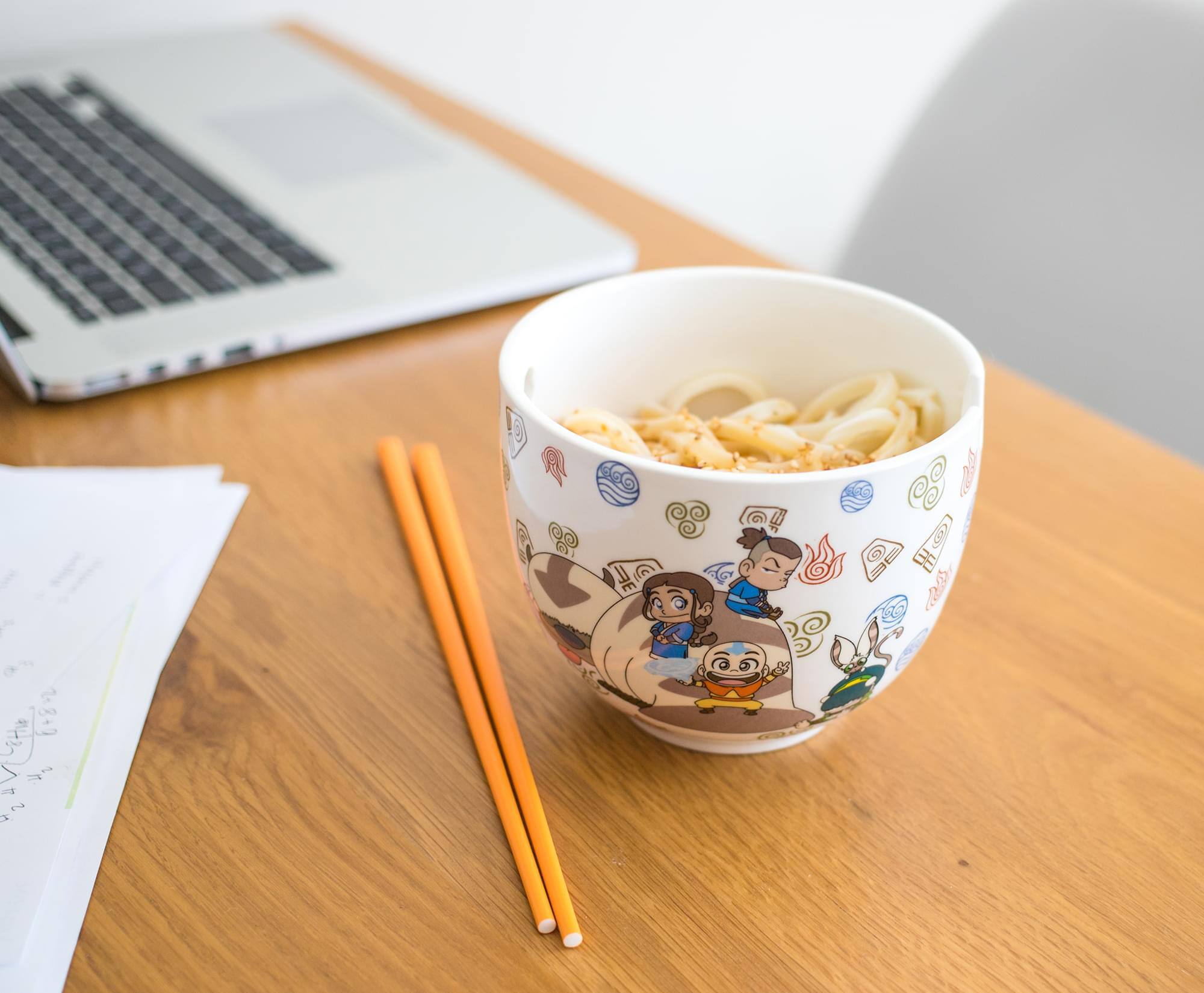 Alt View 2. Surreal Entertainment - Avatar: The Last Airbender Japanese Dinner Set | 18-Ounce Ramen Bowl, Chopsticks - White.