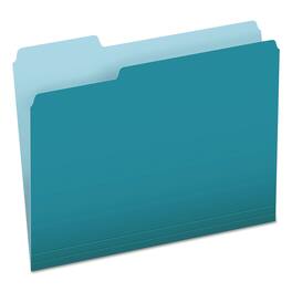 Tops Business Forms - Colored File Folders, 1/3-Cut Tabs: Assorted, Letter Size, Teal/Light Teal, 100/Box