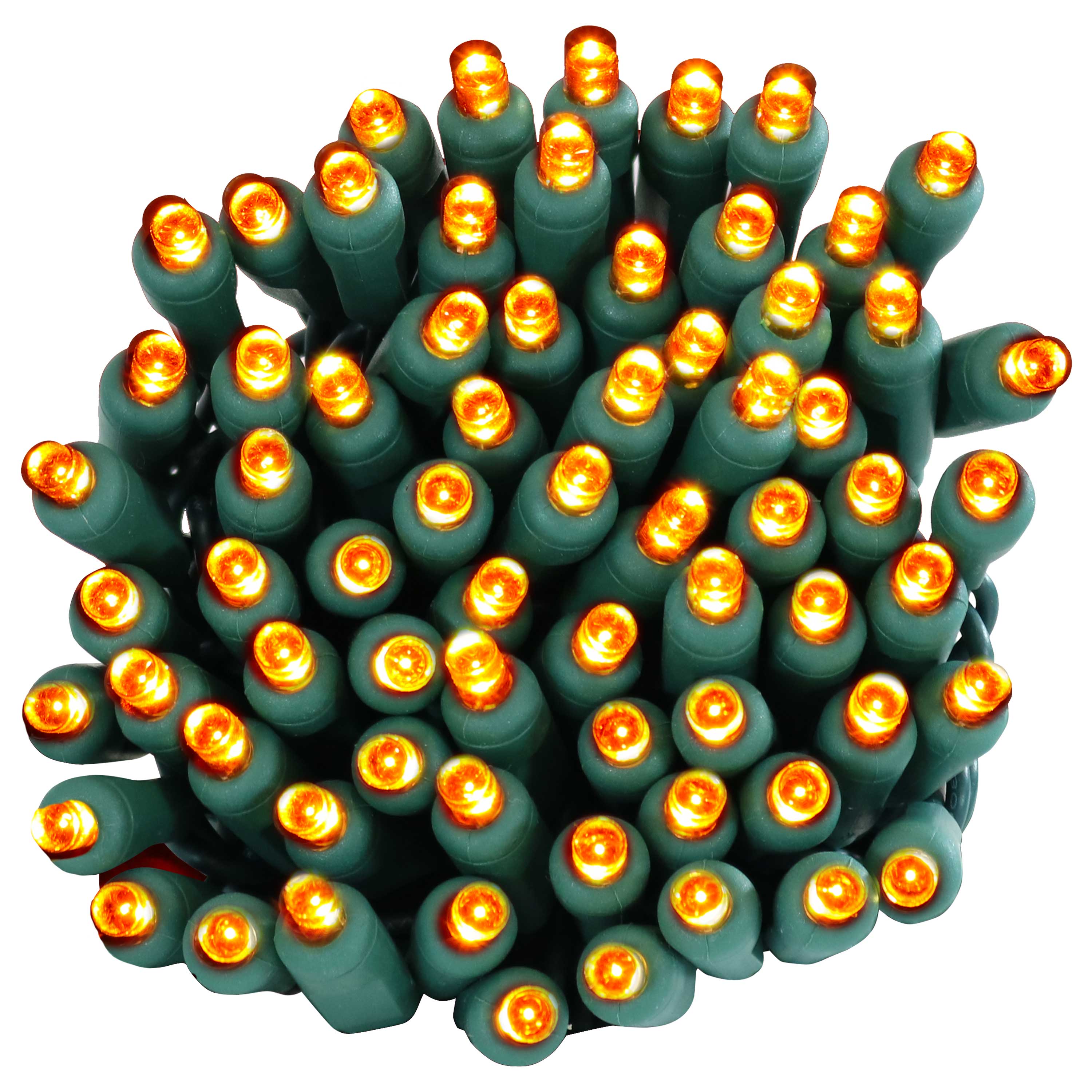Front. Sunnydaze - 22 ft 70 Ct Holiday Wide Angle Outdoor LED String Lights - Orange.